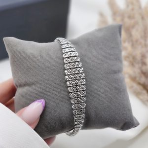 دستبند تراش نقره زنانه کد 15268