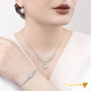 نیم ست جواهری نقره نگین زیبا کد 15235