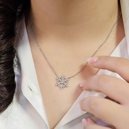 آویز نقره دانه برف روکش طلا سفید (۳.۶۵ گرم) کد ۱۵۲۷۲