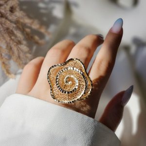 انگشتر فیوژن نقره آبکاری طلا زرد کد 15238