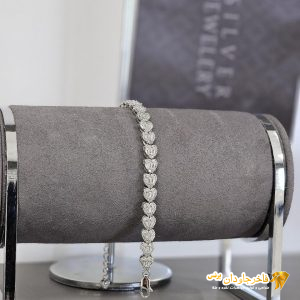 دستبند جواهری نقره مدل قلب کد 15233