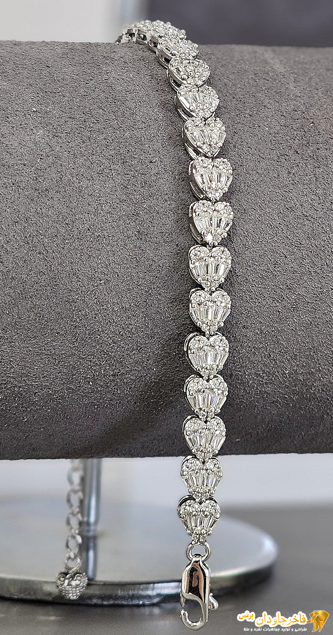 دستبند جواهری نقره مدل قلب کد 15233