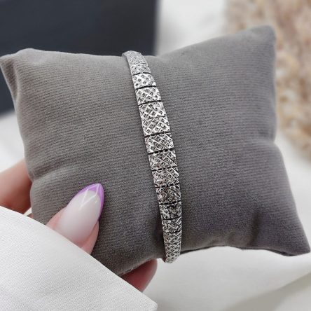 دستبند نقره آبکاری رودیوم کد ۱۵۲۷۱