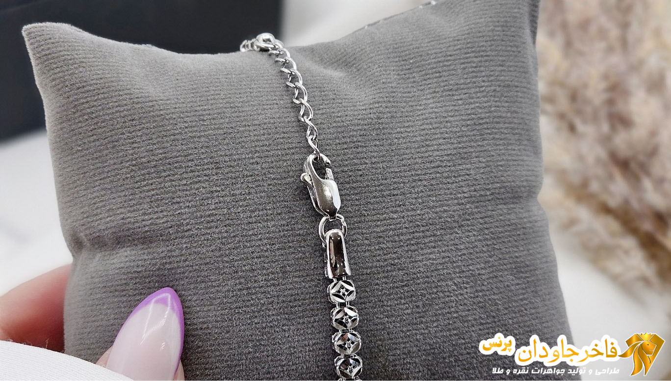 پشت دستبند تراش نقره زنانه کد 15268