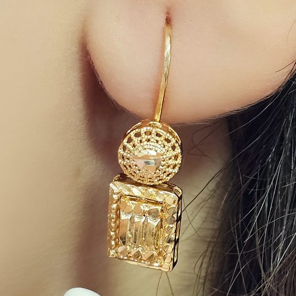 گوشواره نقره آبکاری طلا زرد شمش کد 15251 - تصویر دوم