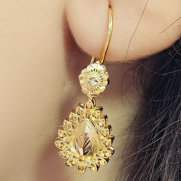 گوشواره نقره روکش طلا زرد کد 15250 - تصویر دوم
