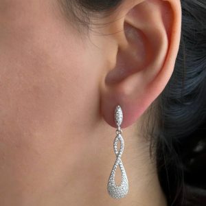 گوشواره نقره نگین میکرو کد 15297