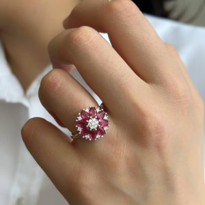 انگشتر جواهر نقره نگین سرخ کد 15278