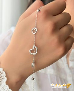 دستبند نقره مدل قلب کد 15295