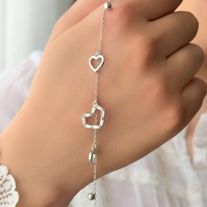 دستبند نقره مدل قلب کد 15295