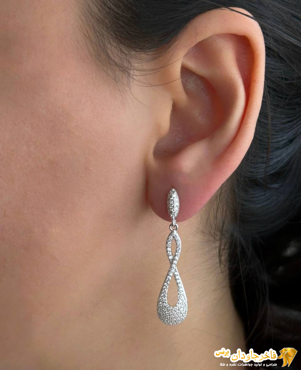 گوشواره نقره نگین میکرو کد 15297