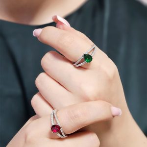 انگشتر جواهری زنانه نگین دار کد 15347