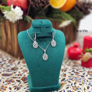 نیمست نقره جواهر طرح بیضی کد 15358