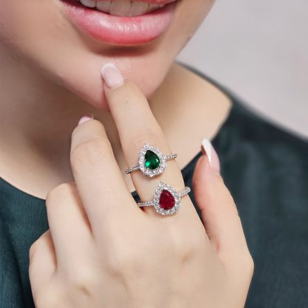 انگشتر جواهری نگین دار کد ۱۵۳۲۳