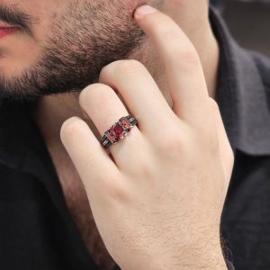 انگشتر نقره مردانه نگین سرخ کد 15360