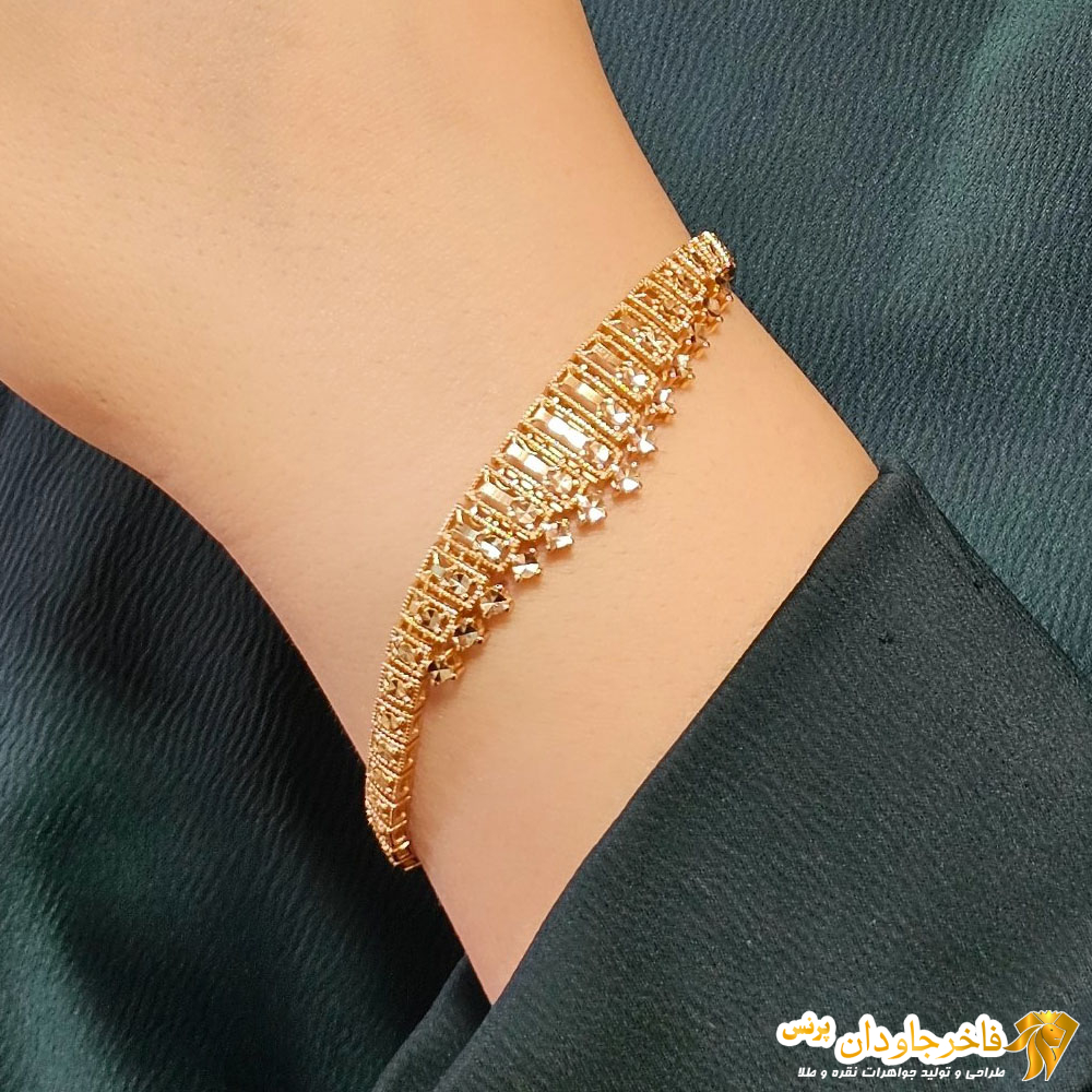 دستبند از سرویس جواهری طرح طلا کد 15322