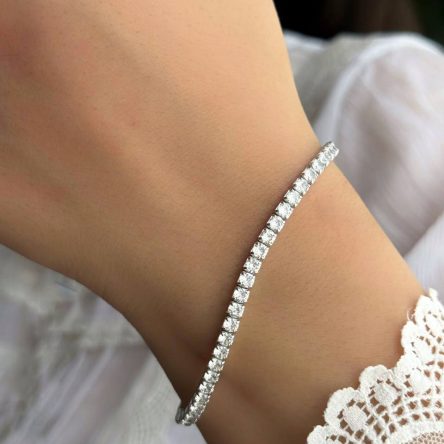 دستبند تنیسی نقره آبکاری رودیوم کد ۱۵۳۱۵