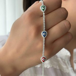 دستبند نقره چشم زخم کد 15307