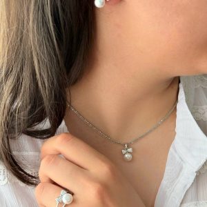 نیم ست مروارید مدل پاپیون کد 15308