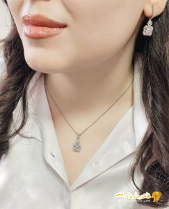 نیم ست نقره 925 عیار نگین جواهری کد 15329
