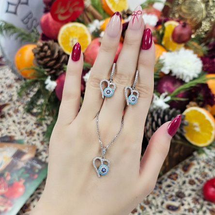 نیم ست نقره نگینی کد ۱۵۳۵۵