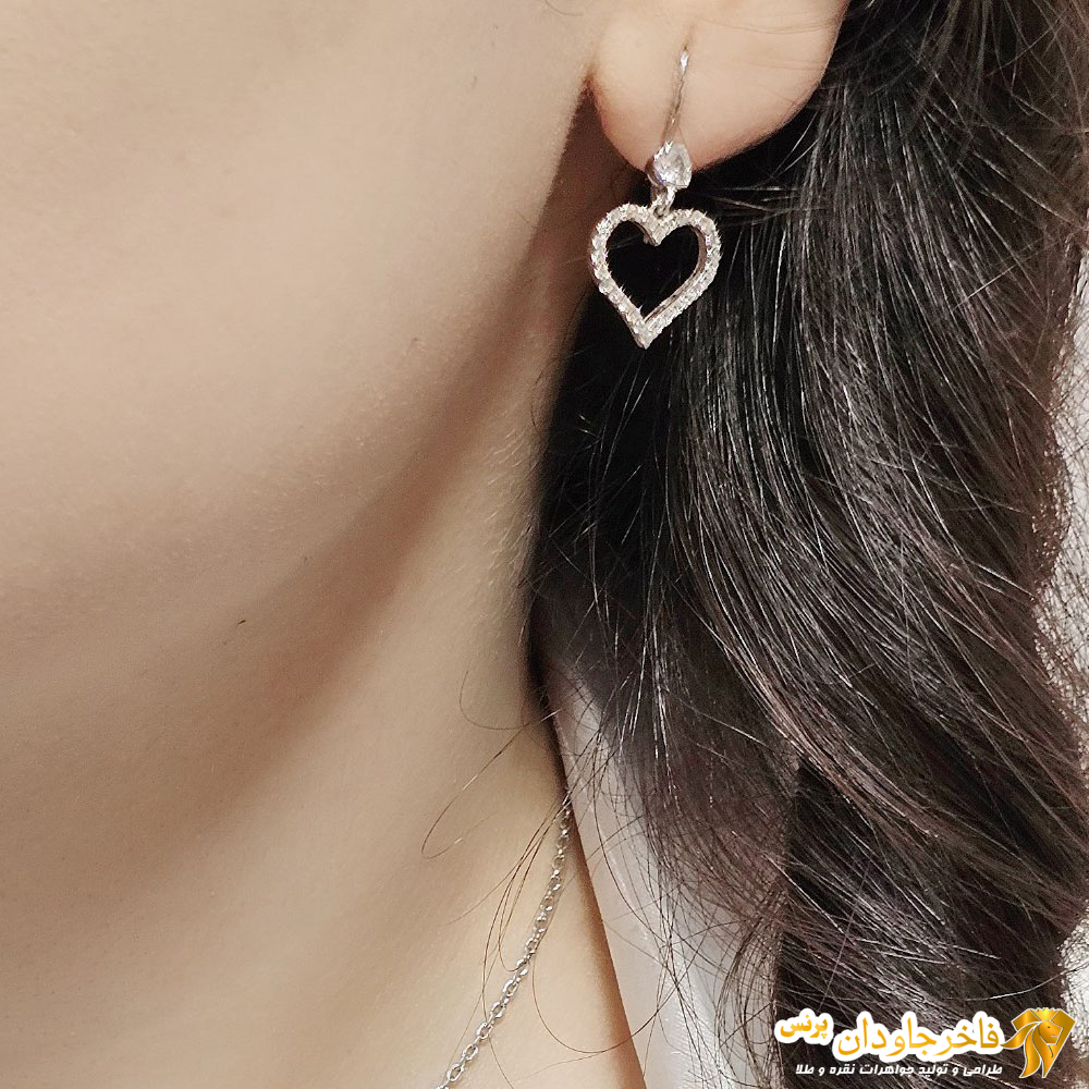 گوشواره از نیم ست مدل قلب نگین میکرو کد 15327
