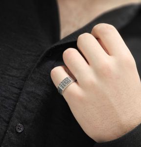 انگشتر نقره مردانه نگین دار کد 15365