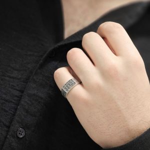 انگشتر نقره مردانه نگین دار کد 15365