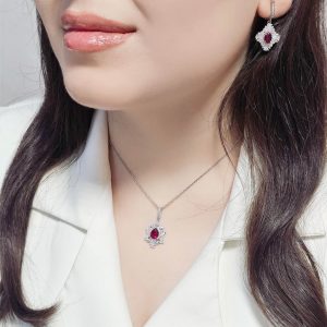 نیم ست جواهری نگین سرخ یاقوتی کد 15385