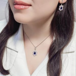 نیم ست جواهری نگین یاقوت کبودی کد 15399