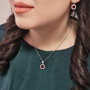 نیم ست جواهری یاقوت سرخ اتمی کد 15408