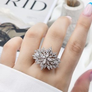 انگشتر جواهر زنانه مارکیز (برش الماس) کد 15416