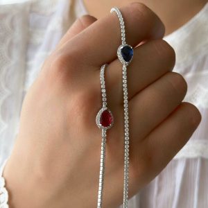 دستبند تنیسی نگین رنگی کد 15429