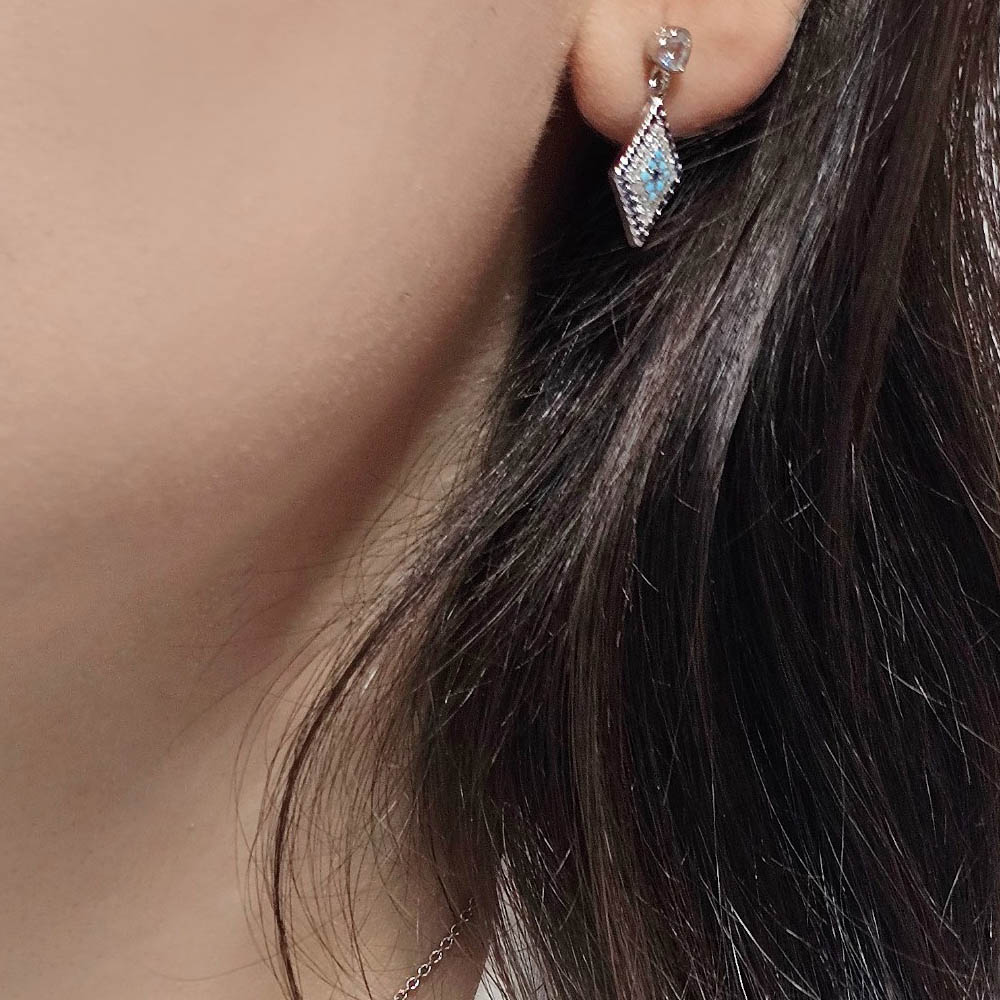 گوشواره از نیم ست نقره جواهر کد 15400
