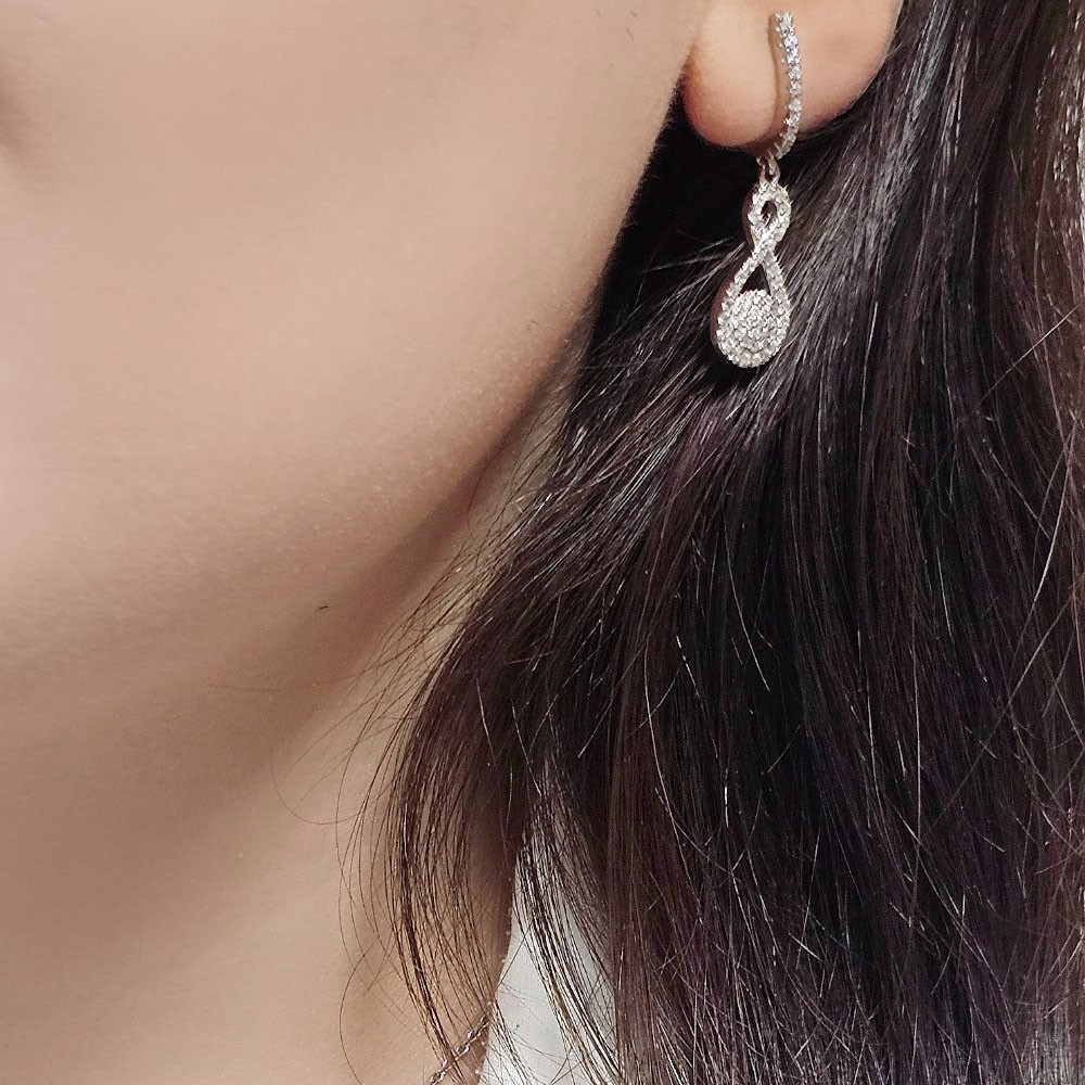 گوشواره از نیم ست نقره جواهری کد 15398