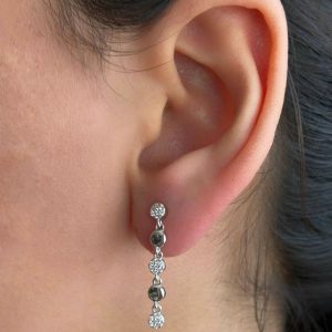 گوشواره نقره آویز نگین میکرو کد 15421