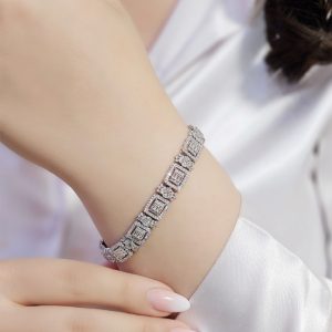 دستبند جواهر نقره آبکاری رودیوم کد 15441