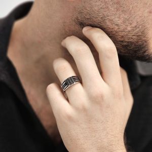 انگشتر مردانه نقره سیاه قلم کد 15445
