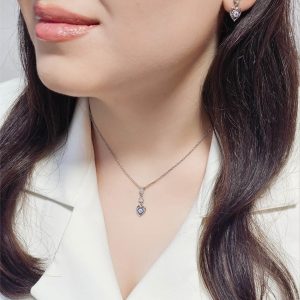 نیم ست نقره نگینی مدل قلب کد 15434