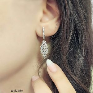گوشواره جواهر نقره نگین اتریشی کد 15440