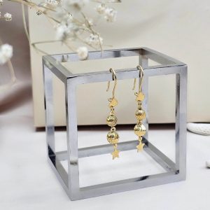گوشواره نقره تراش روکش طلا زرد کد 15458