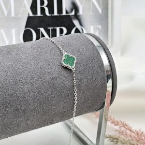 دستبند ونکلیف نقره روکش رودیوم کد 15499