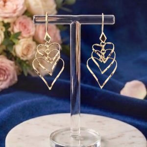 گوشواره نقره آویزی روکش طلا زرد کد 15493