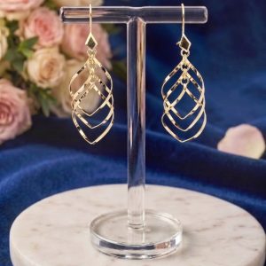 گوشواره نقره آویزی گلد کد 15492