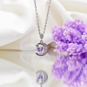 پلاک جواهر نقره مدل ماه کد 15548