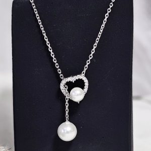 پلاک نقره زنجیری مروارید اصل کد 15591