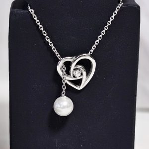 پلاک زنجیری نقره مروارید اصل کد 15585