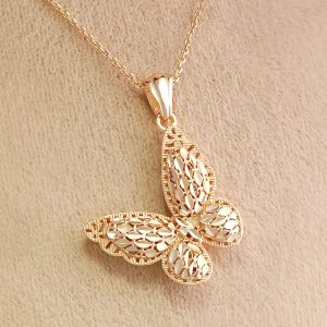 مدال آویز نقره گلد مدل پروانه کد 15570 وزن 2/60 گرم