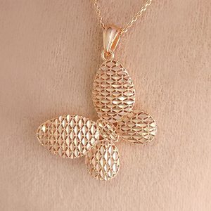 مدال آویز نقره گلد مدل پروانه کد 15572