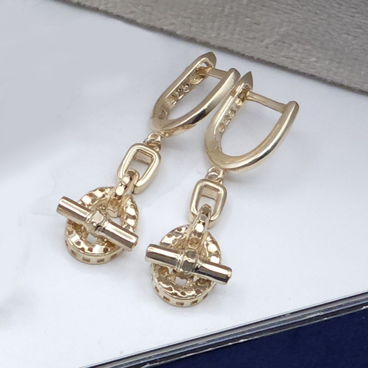 گوشواره از نیمست نقره هرمس روکش طلا زرد کد 15612